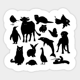 ANIMALS PATTERN Black Silhouette Pet Animal Cool Style Sticker